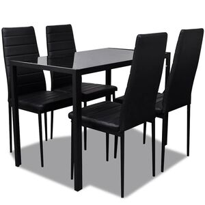 vidaXL Set mobilier bucătărie, 5 piese, piele artificială, negru