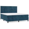 vidaXL Pat box spring cu saltea, albastru &icirc;nchis, 160x200 cm, catifea