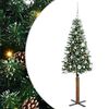vidaXL Brad de Crăciun subțire Verde 150 cm PVC și lemn de PIN masiv