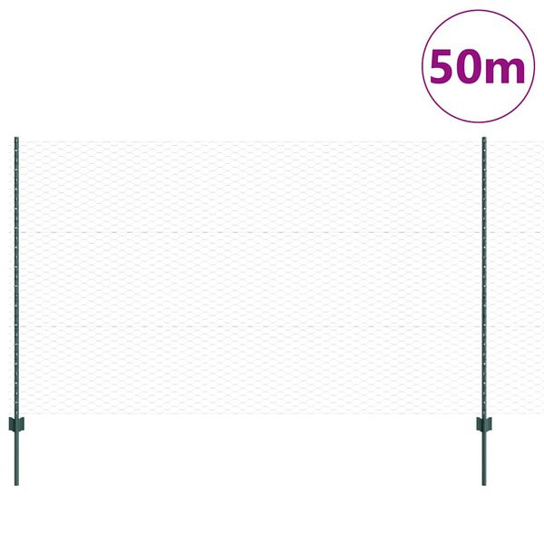 vidaXL Gard cu St&acirc;lp Verde 1,4 x 50 m Oțel și PVC