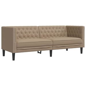 vidaXL Canapea Chesterfield cu 3 locuri, cappuccino, piele ecologică