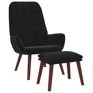 vidaXL Scaun de relaxare cu taburet, negru, catifea