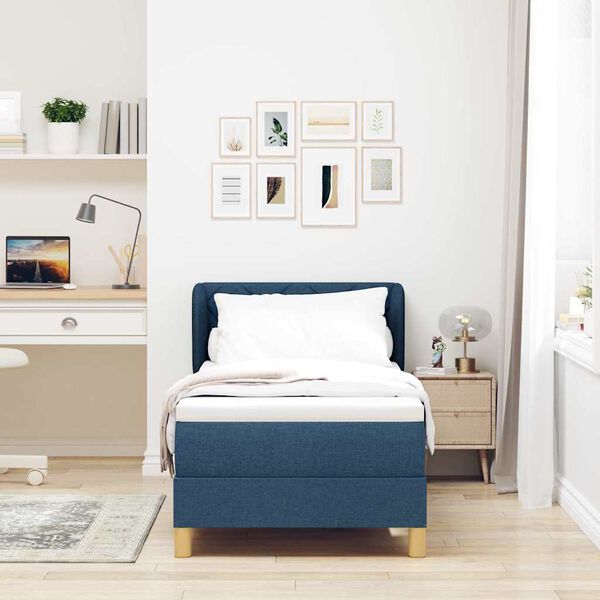 vidaXL Pat cu arcuri cu saltea albastru 80 x 200 cm țesătură