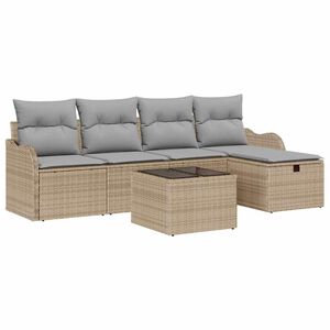 vidaXL Set de canapele pentru grădină cu pernă 6 pcs Bej Rattan poli