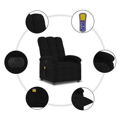 vidaXL Fotoliu electric de masaj rabatabil, negru, textil