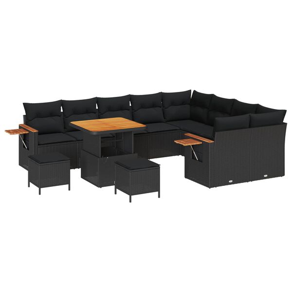 vidaXL Set de canapele pentru grădină 12 pcs Negru Rattan poli