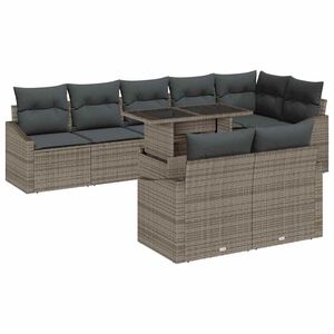 vidaXL Set de canapele pentru grădină cu pernă cu depozitare 9 pcs Gri