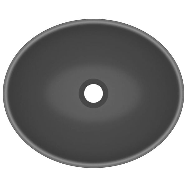 vidaXL Chiuvetă de lux, gri închis mat, 40x33cm, ceramică, formă ovală