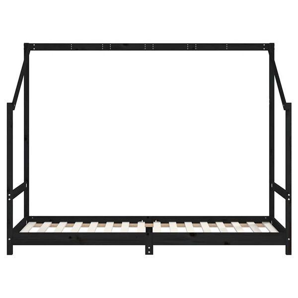 vidaXL Cadru de pat pentru copii, negru, 80x200 cm, lemn masiv de pin