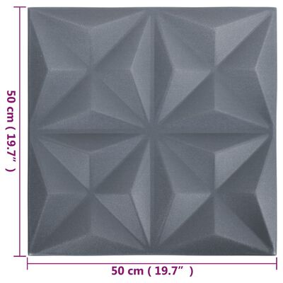 vidaXL Panouri de perete 3D 12 buc. gri 50x50 cm model origami 3 m²