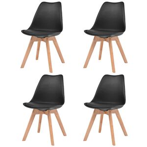 vidaXL Scaune de bucătărie, 4 buc., negru, plastic