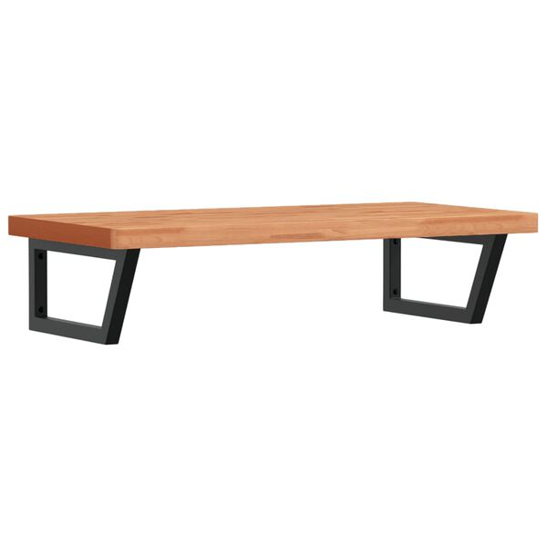 vidaXL Raft pentru lavoar montat pe perete, oțel și lemn masiv fag