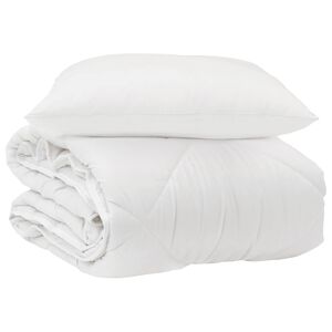 vidaXL Duvet pentru Toate Sezoanele cu pernă 2 pcs Alb Microfibră