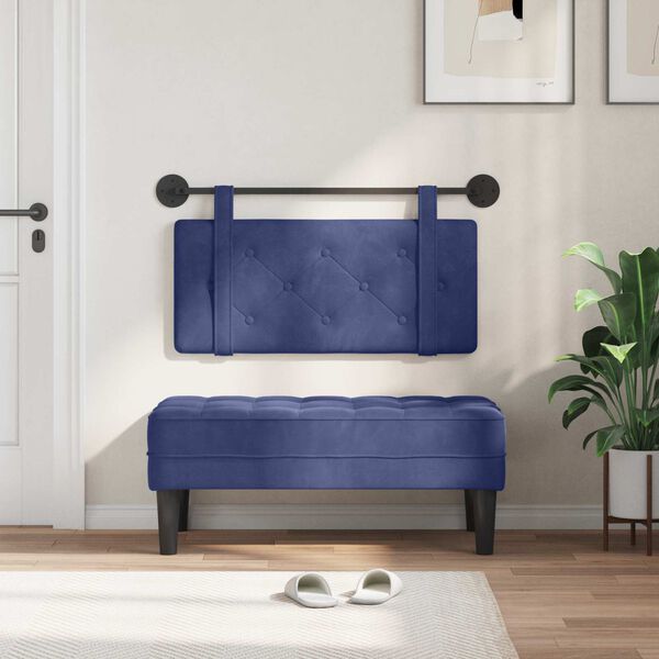 vidaXL Cap de pat suspendat Albastru Poliție 90 x 55 x 5 cm Catifea