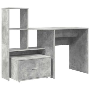 vidaXL Birou Gri din beton Lemn prelucrat 131,5 x 50 x 106,5 cm