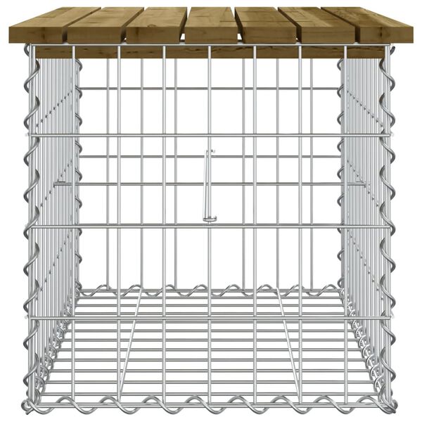 vidaXL Bancă grădină, design gabion, 63x44x42 cm, lemn pin impregnat