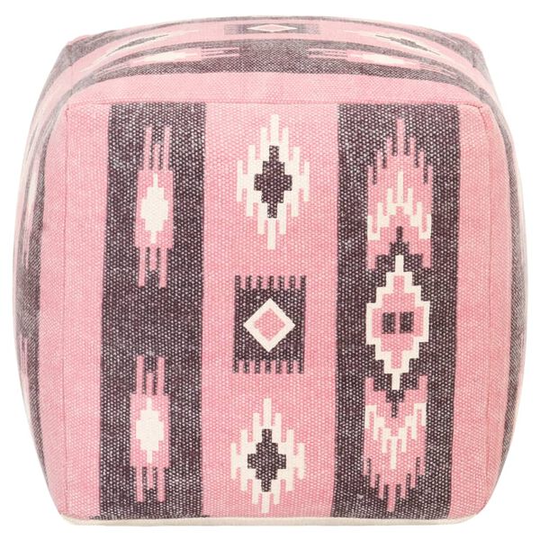 vidaXL Taburet puf, roz, 45 x 45 x 45 cm, bumbac, design imprimat