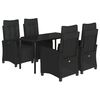 vidaXL Set mobilier de grădină cu perne, 5 piese, negru, poliratan