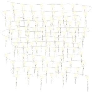 vidaXL Lumină de Crăciun tip țurțuri, 100 LED-uri, alb cald, 10 m, acrilică, PVC