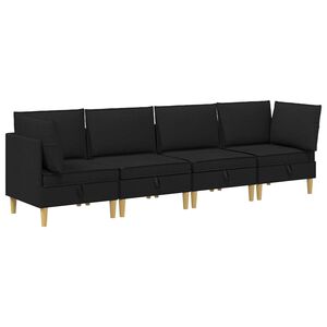 vidaXL Set de canapea modulară cu spațiu de stocare 4 buc. Negru