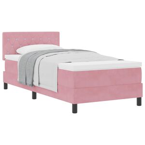 vidaXL Pat cu arcuri cu saltea cu headboard Roz 100 x 200 cm Catifea