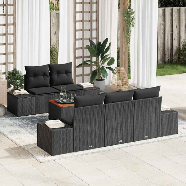 vidaXL Set de canapele pentru grădină 6 pcs Negru