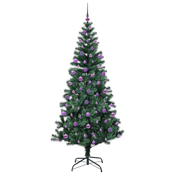 vidaXL Pom de Crăciun artificial pre-iluminat cu 300 LED Verde 210 cm