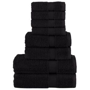 vidaXL Set de prosoape premium SOLUND, 8 piese, negru, 600 g/m&sup2;