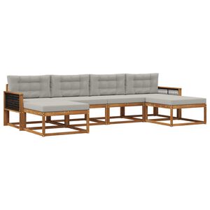 vidaXL Set de canapele de exterior 6 pcs Natural și gri deschis