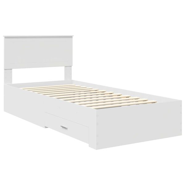 vidaXL Cadru de pat cu headboard Alb 90 x 190 cm Lemn compozit