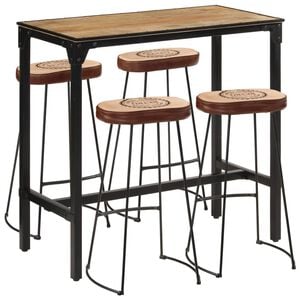 VidaXL Set de bar, 5 piese, lemn masiv de mango brut și metal