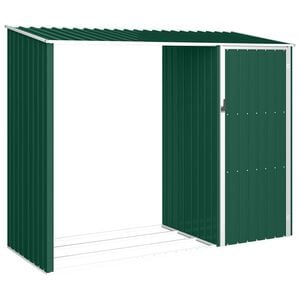 vidaXL Șopron grădină lemne de foc, verde, 245x98x159 cm oțel zincat