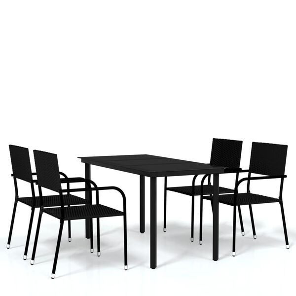 vidaXL Set de mobilier pentru grădină, 5 piese, negru