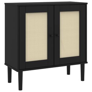 vidaXL Servantă SENJA, aspect ratan negru, 80x35x80 cm, lemn masiv pin
