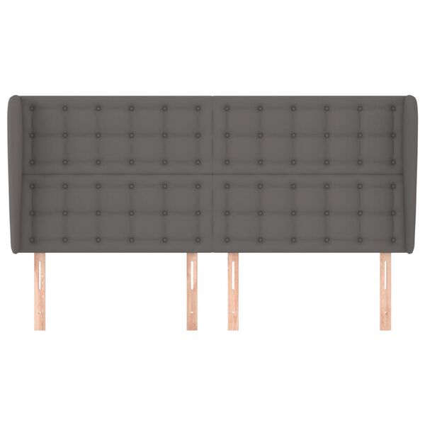 vidaXL Tăblie de pat cu aripioare gri 163x23x118/128 cm piele eco