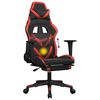 vidaXL Scaun de gaming cu masaj/suport picioare, negru/roșu, piele eco