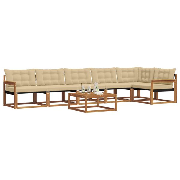 vidaXL Set de canapele de exterior cu pernă 7 pcs Natural și Bej