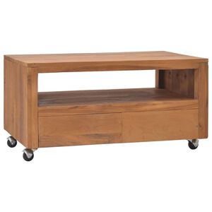 vidaXL Comodă TV cu roți, 80x50x42 cm, lemn masiv de tec