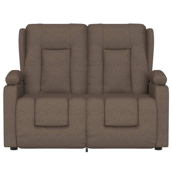 vidaXL Fotoliu masaj rabatabil cu 2 locuri/suport pahar, taupe, textil