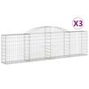 vidaXL Coșuri gabion arcuite 3 buc., 300x30x80/100 cm, fier galvanizat