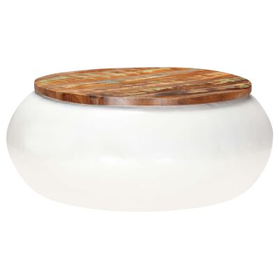 vidaXL Măsuță de cafea, alb, 68x68x30 cm, lemn masiv reciclat