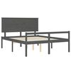 vidaXL Cadru de pat senior cu tăblie, 160x200 cm, gri, lemn masiv