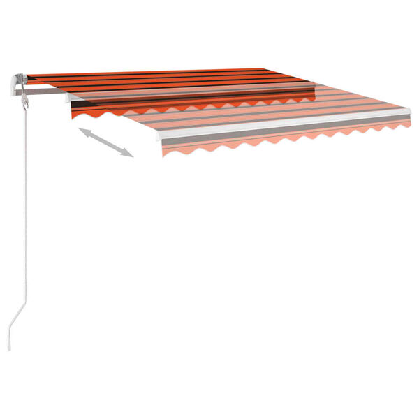 vidaXL Copertină retractabilă manual cu LED portocaliu & maro 3x2,5 m