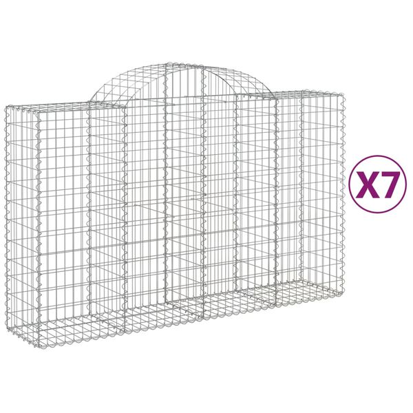 vidaXL Coșuri gabion arcuite 7 buc, 200x50x120/140 cm, fier galvanizat