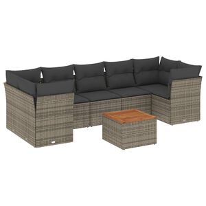 vidaXL Set canapele de grădină cu perne, 8 piese, gri, poliratan