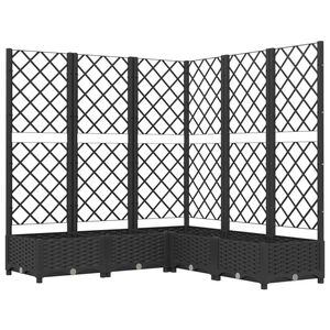 vidaXL Jardinieră de grădină cu spalier, negru, 120x120x121,5 cm, PP