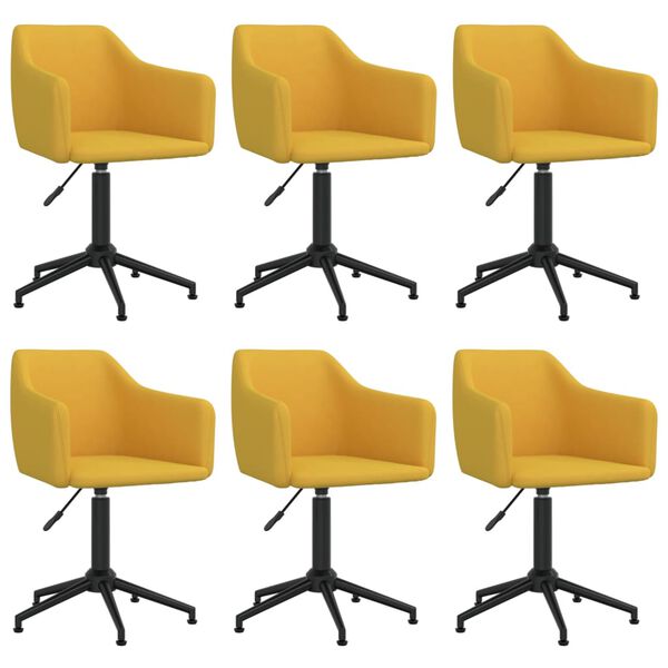 vidaXL Scaune de sufragerie pivotante 6 buc, galben, catifea