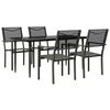 vidaXL Set mobilier de grădină, 5 piese, negru, oțel și textilenă