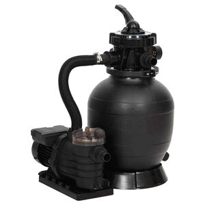 vidaXL Filtru de nisip pentru piscină cu prefiltru, negru