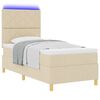 vidaXL Pat cu arcuri cu saltea cu headboard Crem 90 x 200 cm țesătură